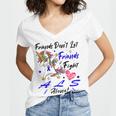 Friends Dont Let Friends Fight Als Alone Unicorn Blue Ribbon Amyotrophic Lateral Sclerosis Support Als Awareness Women's Jersey Short Sleeve Deep V-Neck Tshirt