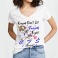 Friends Dont Let Friends Fight Chronic Fatigue Syndrome Cfs Alone Unicorn Blue Ribbon Chronic Fatigue Syndrome Support Cfs Awareness Women's Jersey Short Sleeve Deep V-Neck Tshirt