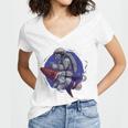 Funny Astronaut Monkey V4 Women's Jersey Short Sleeve Deep V-Neck Tshirt