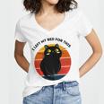 Funny Vintage Black Cat I Left My Bed For This Women's Jersey Short Sleeve Deep V-Neck Tshirt