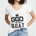 God Is The Greatest Of All Time GOAT Inspirational Women's Jersey Short Sleeve Deep V-Neck Tshirt