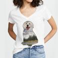 Golden Retriever Cute Puppy Women's Jersey Short Sleeve Deep V-Neck Tshirt