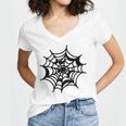 Halloween Spider Web Pattern Women's Jersey Short Sleeve Deep V-Neck Tshirt