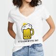 Its A Brewtiful Day Beer Mug Women's Jersey Short Sleeve Deep V-Neck Tshirt
