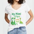 Kids My Mimi And Papa Love Me Dinosaur Grandson Women's Jersey Short Sleeve Deep V-Neck Tshirt