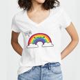 Love Wins Lgbt Kawaii Cute Anime Rainbow Flag Pocket Design Women's Jersey Short Sleeve Deep V-Neck Tshirt