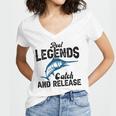 Loving Fish Reel Legends Catch And Release Women's Jersey Short Sleeve Deep V-Neck Tshirt