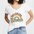 Mind Your Own Uterus Rainbow My Uterus My Choice Women's Jersey Short Sleeve Deep V-Neck Tshirt