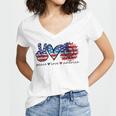 Peace Love America Flag Sunflower 4Th Of July Memorial Day Women's Jersey Short Sleeve Deep V-Neck Tshirt