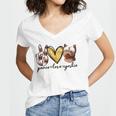Peace Love Yorkie Dog Lovers Yorkshire Terrier Dad Mom Gift Women's Jersey Short Sleeve Deep V-Neck Tshirt