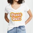 Peace Out Vintage 1970S Men Women Kids Women's Jersey Short Sleeve Deep V-Neck Tshirt