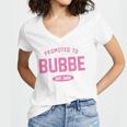 Promoted To Bubbe Baby Reveal Gift Jewish Grandma Women's Jersey Short Sleeve Deep V-Neck Tshirt