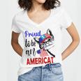 Proud To Be An Americat 807 Shirt Women's Jersey Short Sleeve Deep V-Neck Tshirt