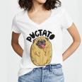 Pugtato Pug Potato Dog Lovers Costume Funny Meme Gifts Women's Jersey Short Sleeve Deep V-Neck Tshirt