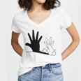 Rabbit Hand Shadow Women's Jersey Short Sleeve Deep V-Neck Tshirt