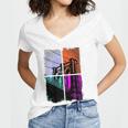 Retro Brooklyn Bridge Nyc Vintage Distressed Women's Jersey Short Sleeve Deep V-Neck Tshirt