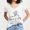 Running Is Cheaper Than Therapy A Celebration Of Running Women's Jersey Short Sleeve Deep V-Neck Tshirt