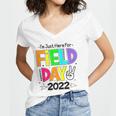 School Field Day Teacher Im Just Here For Field Day 2022 Peace Sign Women's Jersey Short Sleeve Deep V-Neck Tshirt