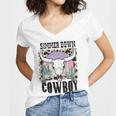 Simmer Down Cowboy Western Style Gift Women's Jersey Short Sleeve Deep V-Neck Tshirt