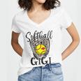 Softball Gigi Leopard Game Day Softball Lover Grandma Women's Jersey Short Sleeve Deep V-Neck Tshirt
