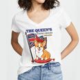 The Queen’S Platinum Jubilee 1952-2022 Corgi Union Jack Women's Jersey Short Sleeve Deep V-Neck Tshirt