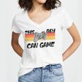 This Boy Can Game Funny Retro Gamer Gaming Controller Women's Jersey Short Sleeve Deep V-Neck Tshirt