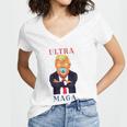 Ultra Maga Donald Trump Make America Great Again Women's Jersey Short Sleeve Deep V-Neck Tshirt