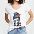 Ultra Mega Messy Bun 2022 Proud Ultra-Maga We The People Women's Jersey Short Sleeve Deep V-Neck Tshirt