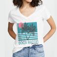 Womens Boca Raton Florida Souvenirs Fl Palm Tree Vintage Women's Jersey Short Sleeve Deep V-Neck Tshirt