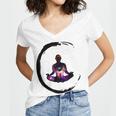 Zen Buddhism Inspired Enso Cosmic Yoga Meditation Art Women's Jersey Short Sleeve Deep V-Neck Tshirt