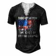 American Flag With Inflation Graph Biden Flation Men's Henley T-Shirt Black