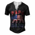 Mens American Flag Papa Bear 4Th Of July Usa Patriotic Dad V2 Men's Henley T-Shirt Black