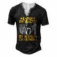 Easily Distracted By Ropes & Carabiners Rock Climbing Men's Henley T-Shirt Black