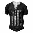 Mens Fathers Day Best Dad Ever Usa American Flag Men's Henley T-Shirt Black