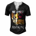 My Spirit Animal Corgi Dog Love-R Dad Mom Boy Girl Funny Men's Henley Button-Down 3D Print T-shirt Black