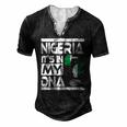Nigeria Is In My Dna Nigerian Flag Africa Map Raised Fist Men's Henley T-Shirt Black