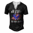 Im A Proud Air Force Bonus Dad With American Flag Veteran Men's Henley T-Shirt Black