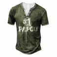 1 Papou Number One Sports Fathers Day Men's Henley T-Shirt Green