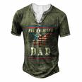 4Th Of July American Flag Dad Men's Henley T-Shirt Green