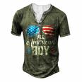 All American Boy Us Flag Sunglasses For Matching 4Th Of July Men's Henley T-Shirt Green