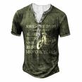 Awesome Dads Have Beards Tattoos And Ride Motorcycles V2 Men's Henley T-Shirt Green