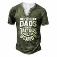 Awesome Dads Have Tattoos And Beards Fathers Day Men's Henley T-Shirt Green