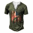 Beagle Dog Usa American Flag 4Th Of July Patriotic Men's Henley T-Shirt Green