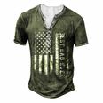 Best Dad Ever Flag American Fathers Day For Dad Son Men's Henley T-Shirt Green