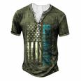 Best Dad Ever Us American Flag For Fathers Day Men's Henley T-Shirt Green
