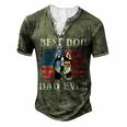 Mens Best Dog Dad Ever Husky American Flag 4Th Of July Men's Henley T-Shirt Green