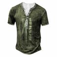 Best Papa Ever Vintage American Flag 4Th Of July Patriotic Men's Henley T-Shirt Green
