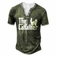 The Catfather Cat Dad For Men Cat Lover Men's Henley T-Shirt Green
