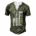 Mens Daddy American Flag Fathers Day Patriotic Usa 4Th Of July Men's Henley T-Shirt Green