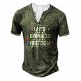Lets Drink To Freedom Firework Patriotic 4Th Of July Men's Henley T-Shirt Green